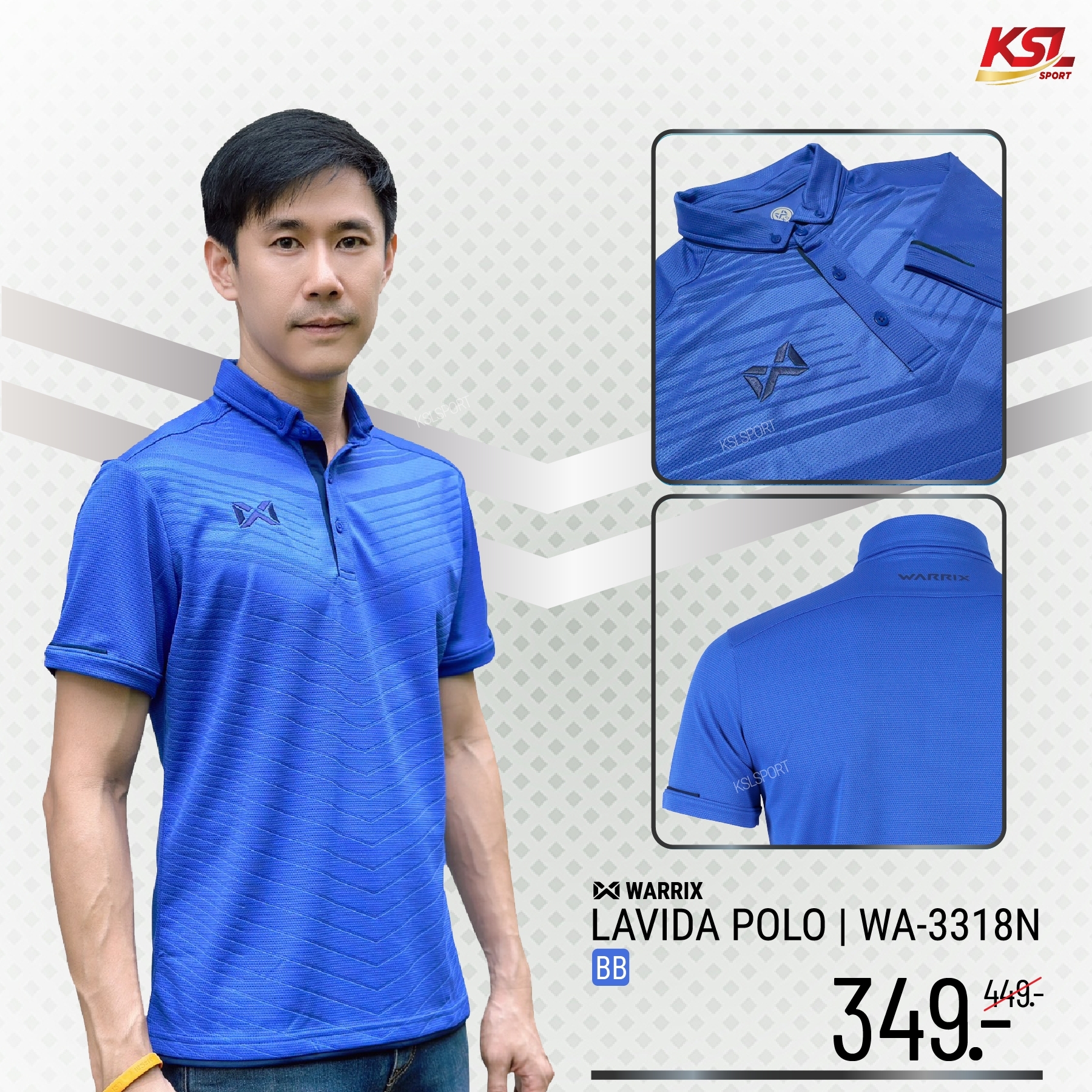 Warrix เสื้อโปโล วาริกซ์แขนสั้น พิมพ์ลาย วอริกซ์ WA-3318N 3318 LAVIDA สีใหม่ ทอง,คราม,เทา,น้ำเงิน,ฟ้าอ่อน ใส่สบาย ไม่ต้องรีด