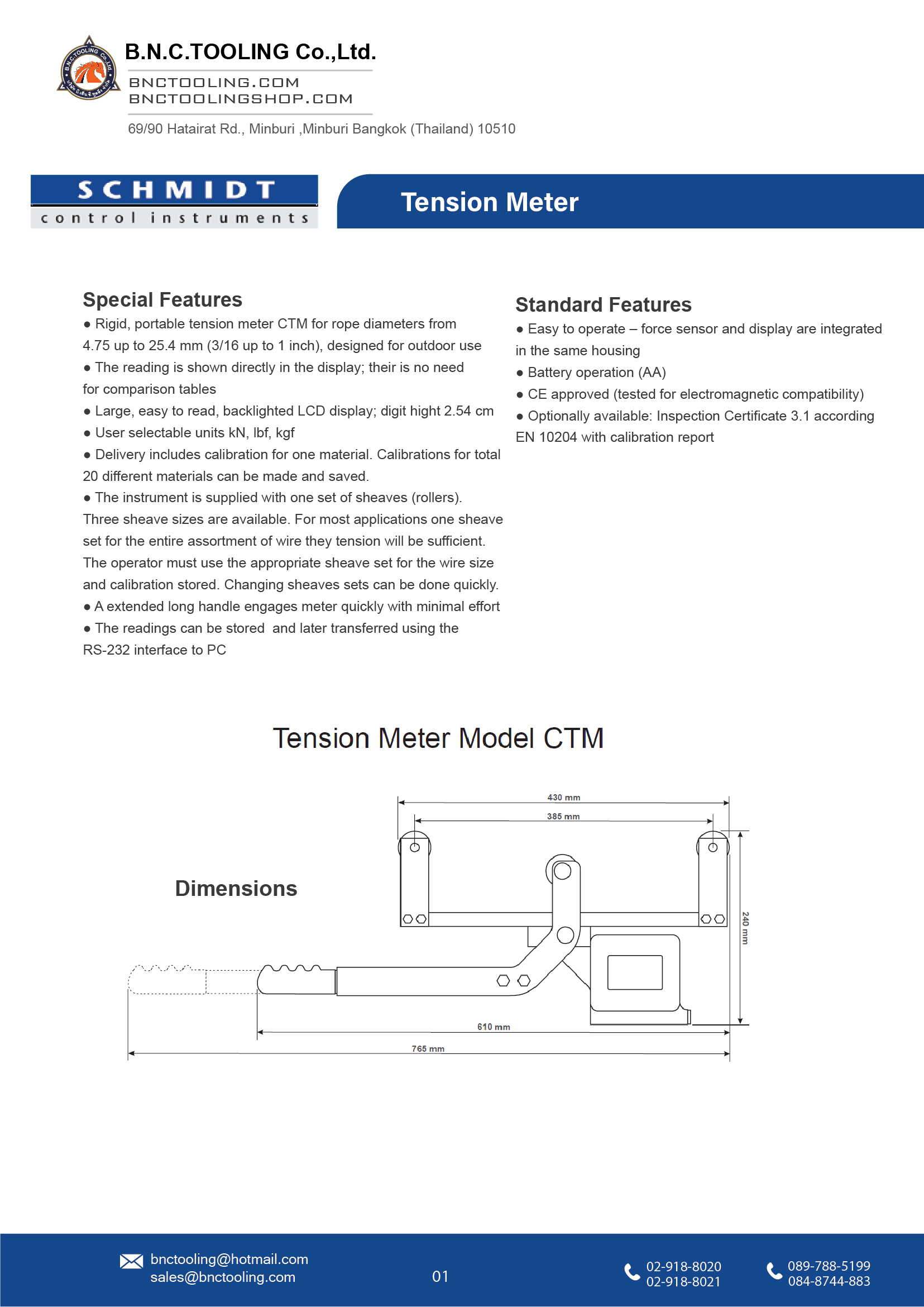 SCHMIDT,2 Tension ranges available up to 10 kN and 45 kN,CTM