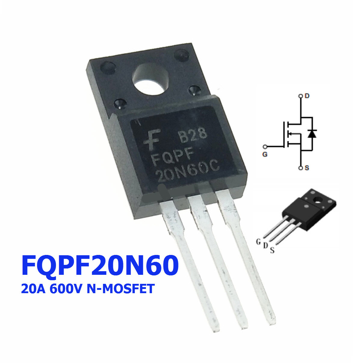 FDPF20N60(TO-220F) MOSFET N-Channel 600V/28A Rds(on) 150mΩ typ