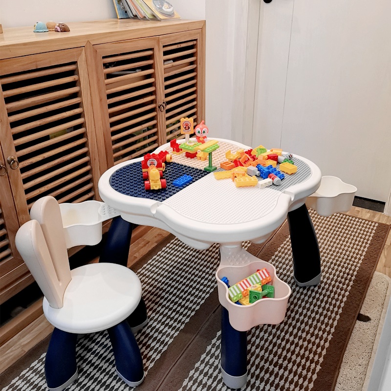 E10914 โต๊ะตัวต่อเลโก้ พร้อมเก้าอี้หูกระต่าย Multifunction