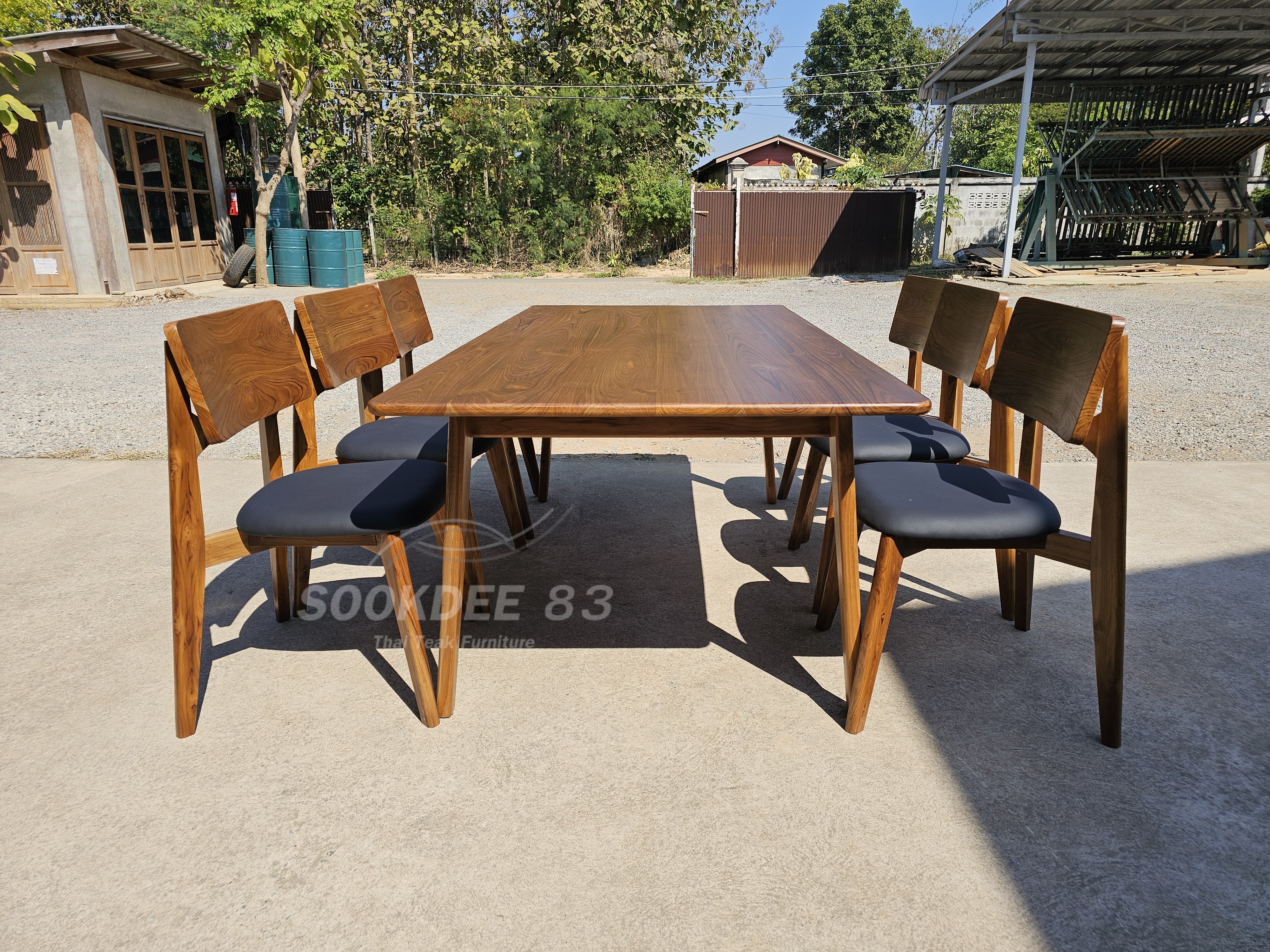 ชุดโต๊ะกินข้าวขาเฉียงมินิมอล 2 ม. เก้าอี้โรบอทมีเบาะ