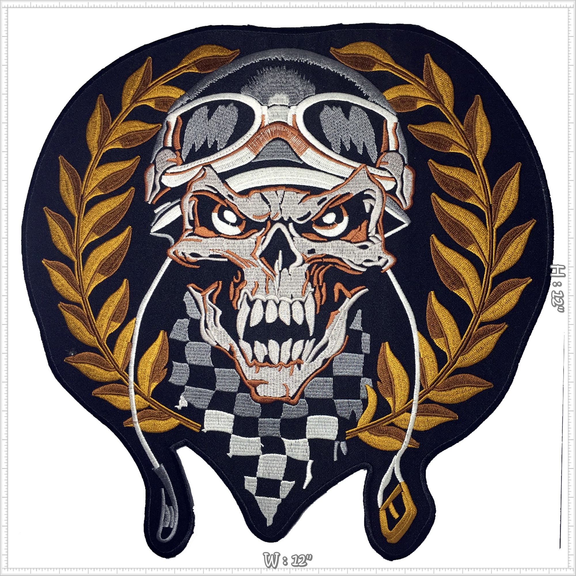 ปีศาจนักซิ่ง ตัวรีดติดเสื้อ อาร์มรีด อาร์มปัก ตกแต่งเสื้อผ้า หมวก กระเป๋า แจ๊คเก็ตยีนส์ Embroidered Iron on Patch ขนาดใหญ่