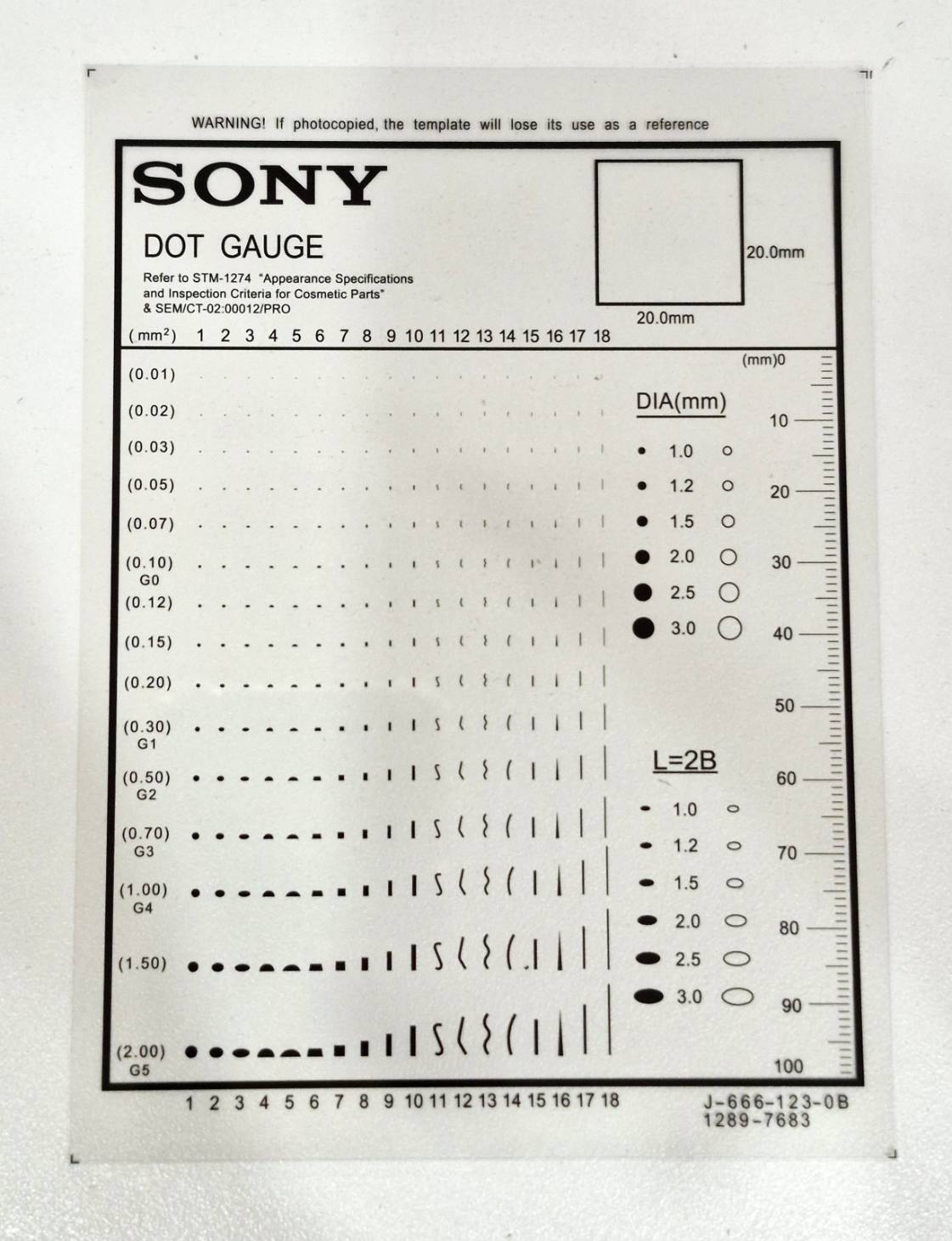 SONY Dot Gauge high precision point line gauge stain gauge film ruler