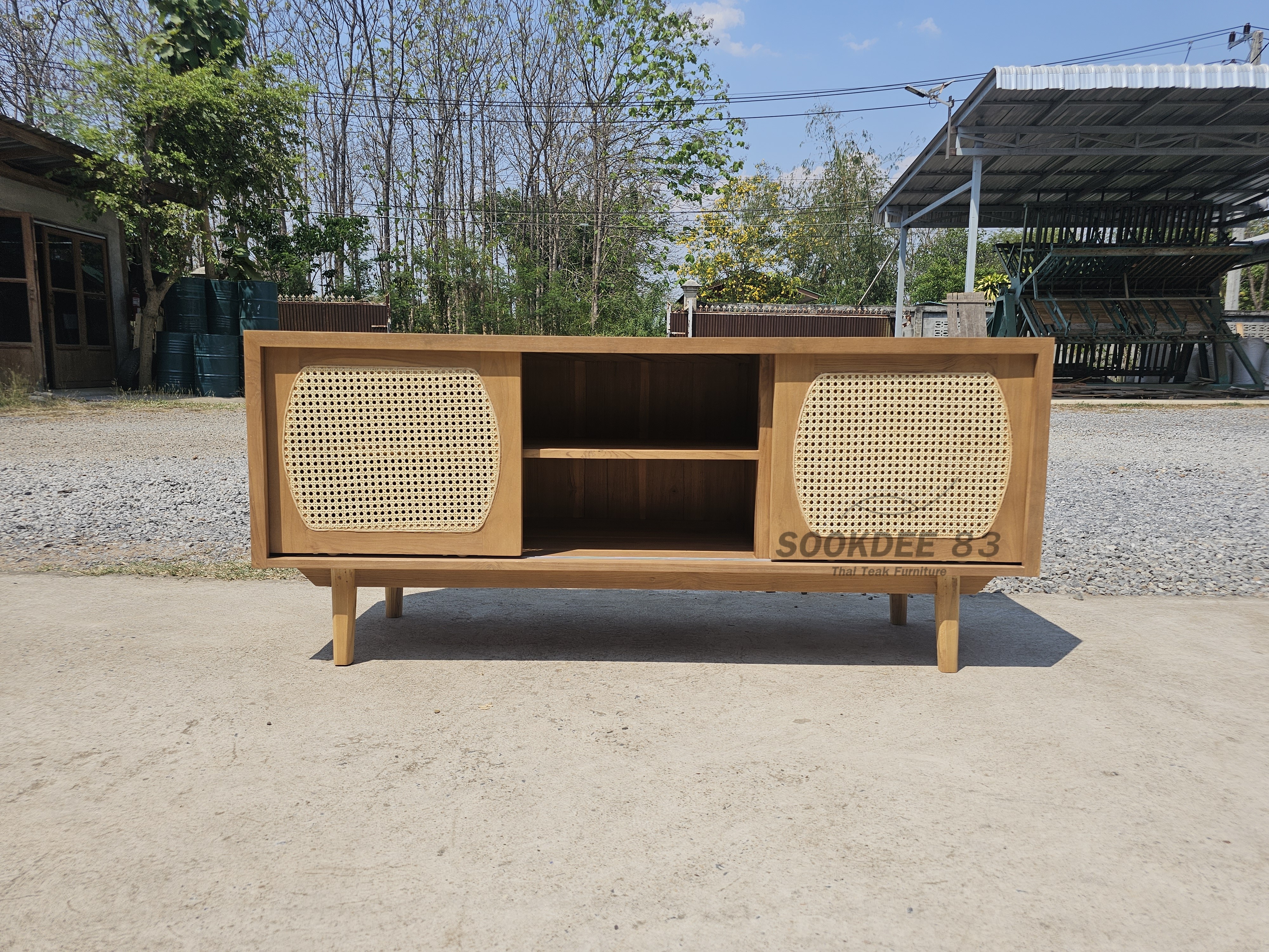 ตู้เก็บของบานหวายสไลด์ (สีสัก)