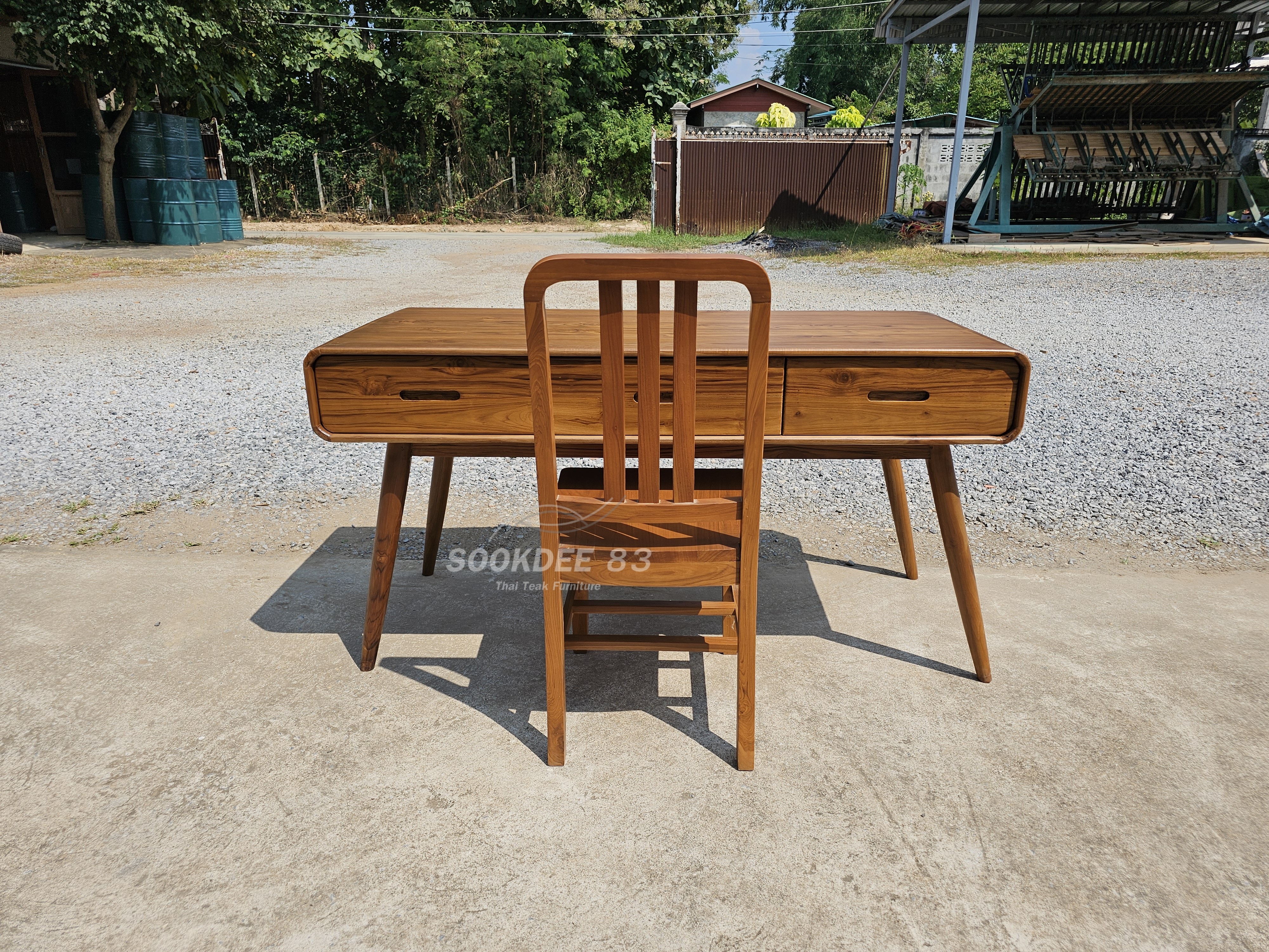 โต๊ะทำงานสไตล์มินิมอล 1.50 ม. 3 ลิ้นชักพร้อมเก้าอี้