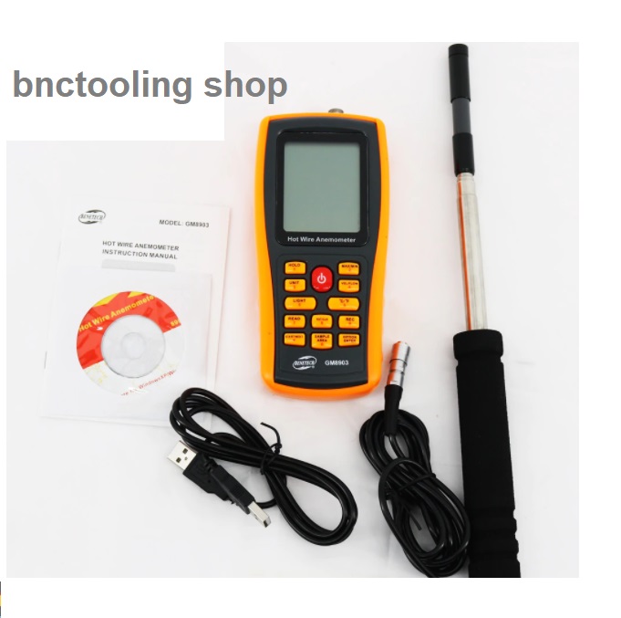 เครื่องวัดความเร็วลมชนิดลมร้อน,BENETECH GM8903 Portable Hot Wire Digital Anemometer Air Temperature Meter Wind Speed Flow Tester.