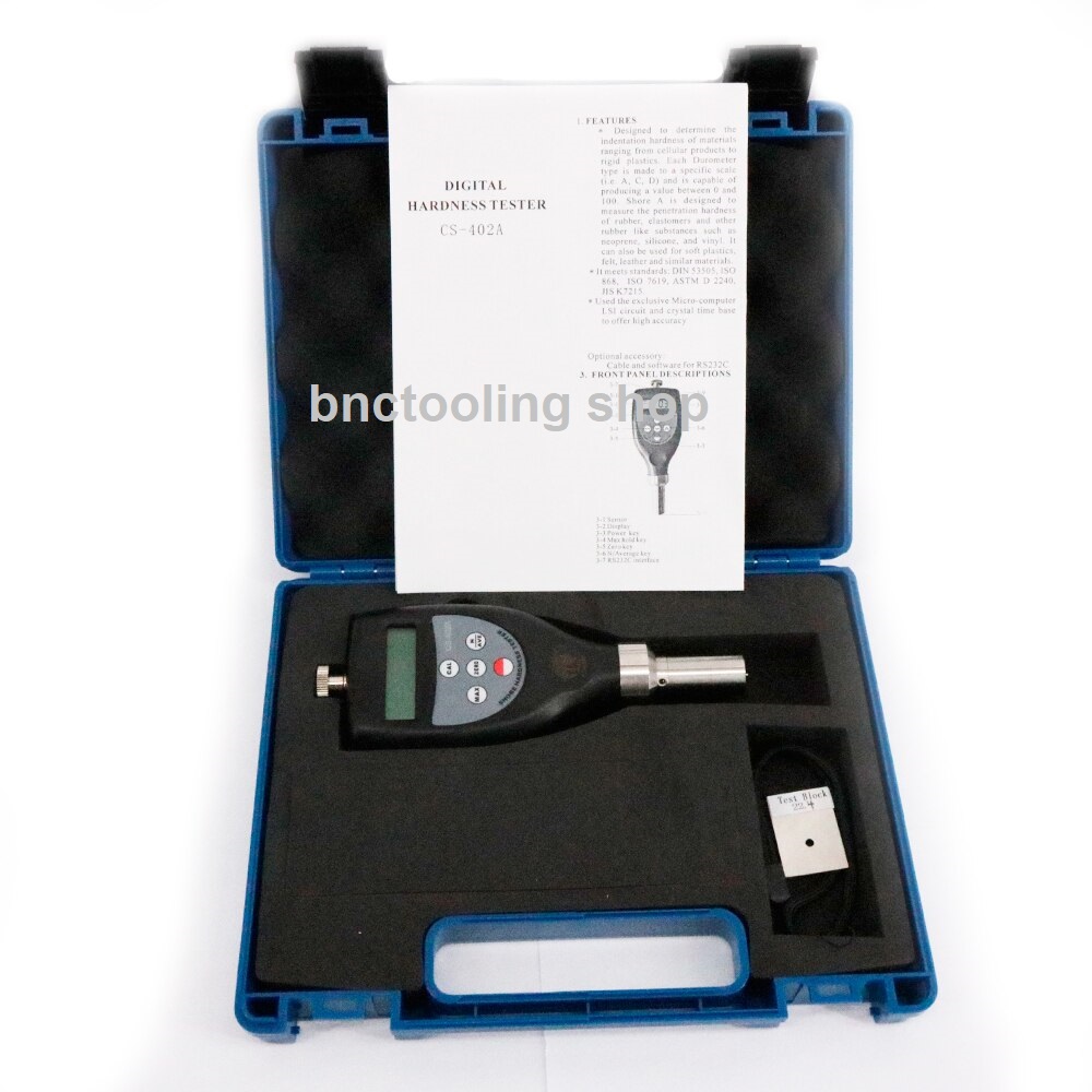เครื่องวัดความแข็งยางระบบดิจิตอล,CS-402A Shore A Hardness Tester +Type A Durometer Test Block Rubber,Elastomers Leather and Similar Materials 10~90 HA