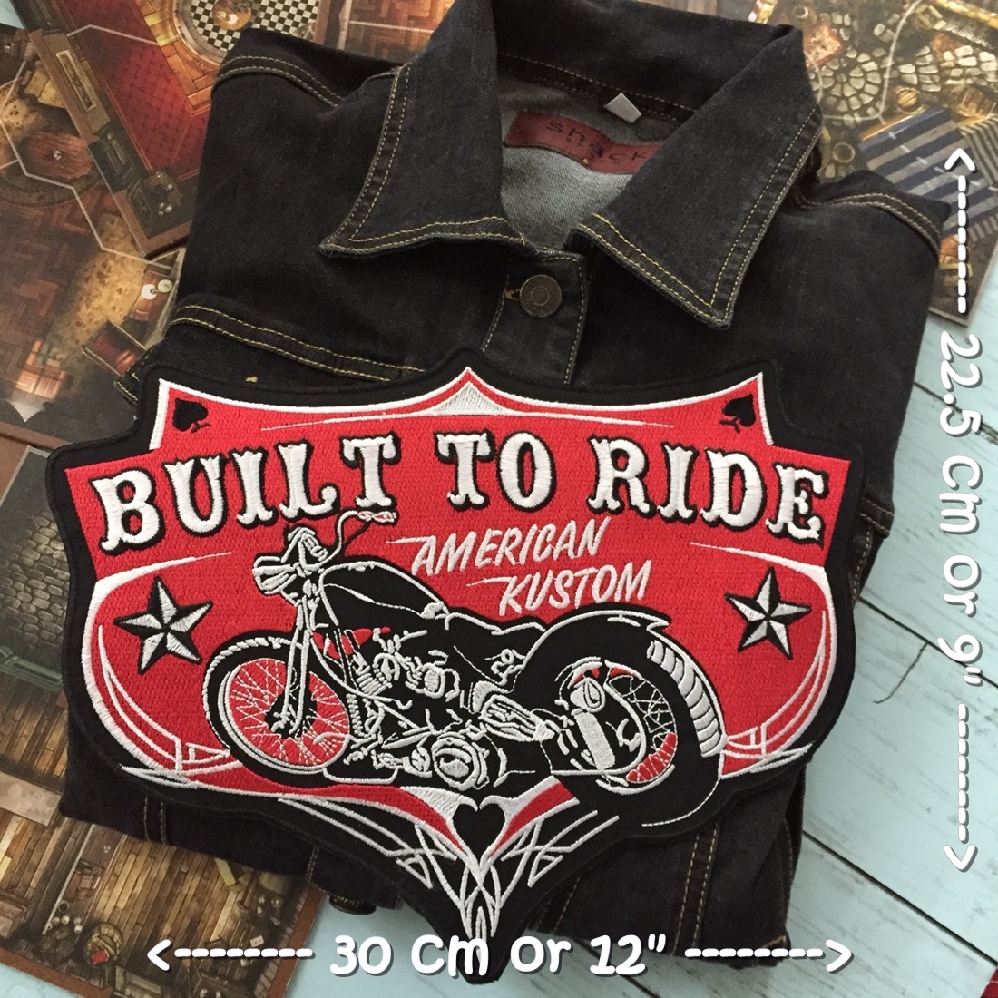 Built to Ride มอเตอร์ไซด์ ชอปเปอร์ ตัวรีดติดเสื้อ อาร์มรีด อาร์มปัก ตกแต่งเสื้อผ้า หมวก กระเป๋า แจ๊คเก็ตยีนส์ Embroidered Iron on Patch ขนาดใหญ่