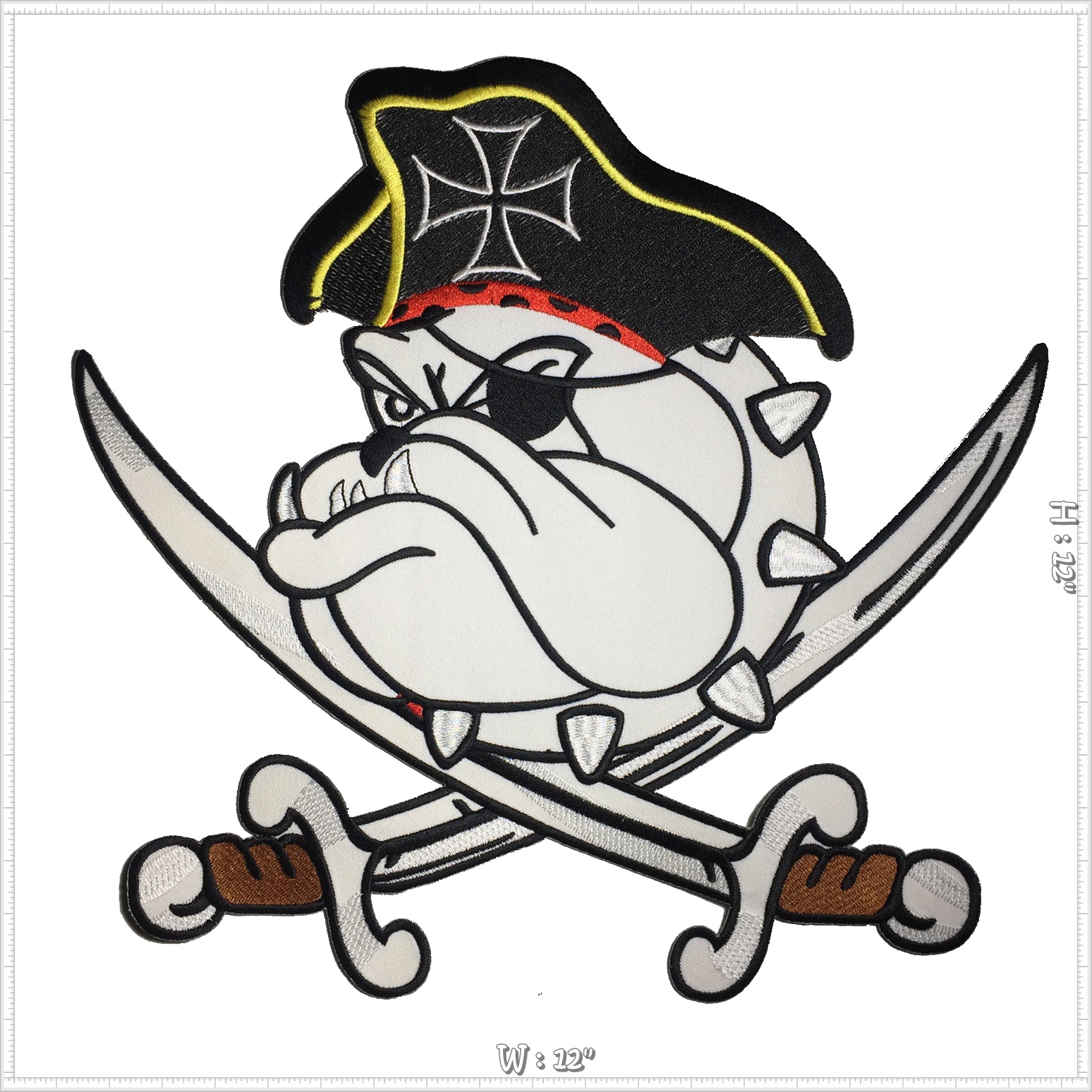 โจรสลัด หมาบูลด๊อก ตัวรีดติดเสื้อ อาร์มรีด อาร์มปัก ตกแต่งเสื้อผ้า หมวก กระเป๋า แจ๊คเก็ตยีนส์ Embroidered Iron on Patch ไซส์ใหญ่