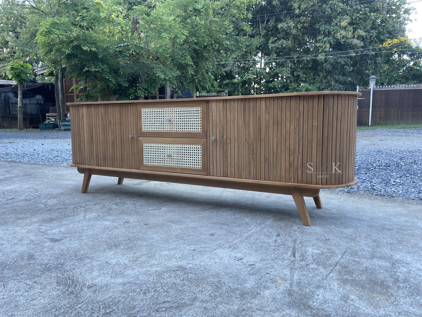 ไซด์บอร์ดซี่ลอนลิ้นชักหวาย (สีสัก)