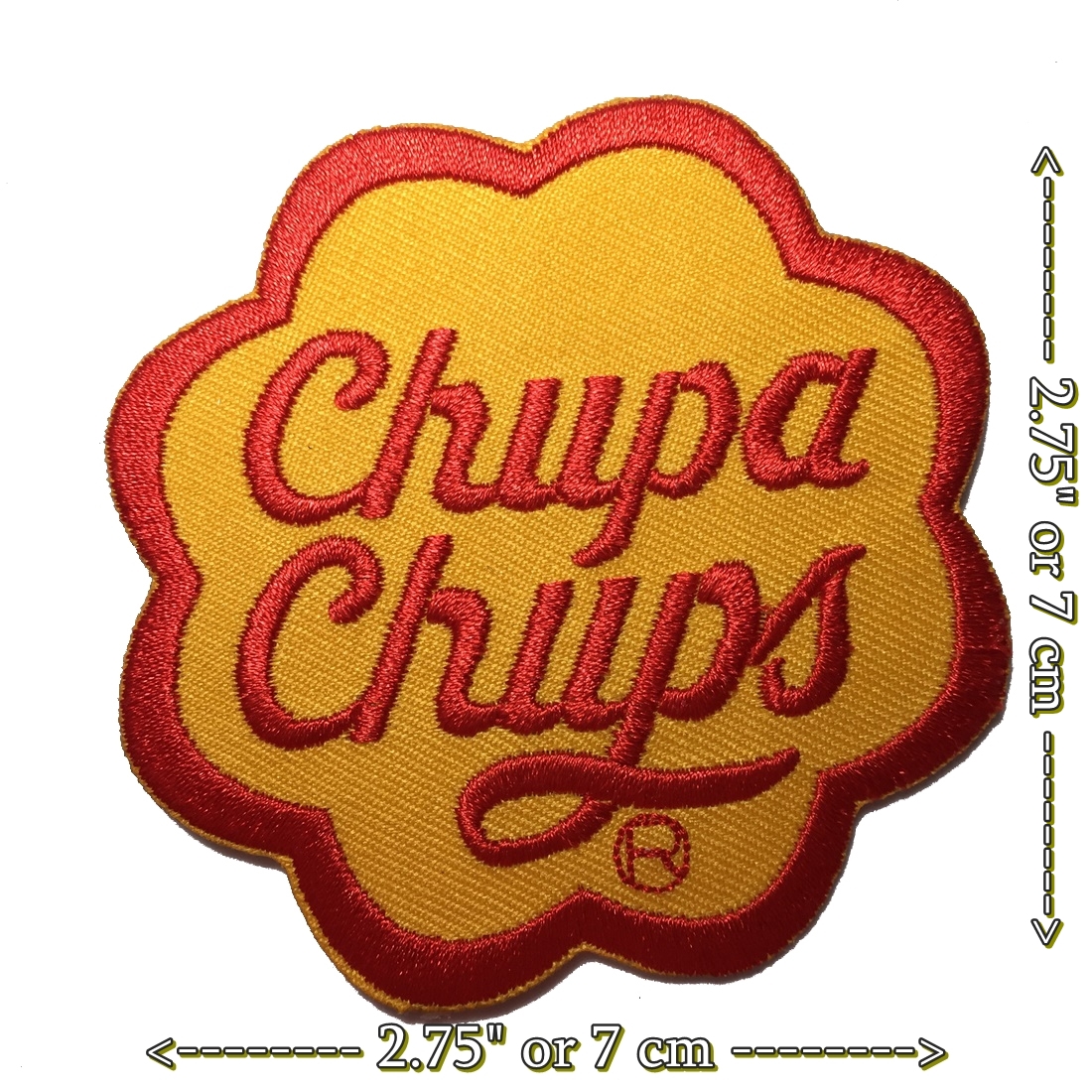 Chupa Chups อมยิ้ม ตัวรีดติดเสื้อ อาร์มรีด อาร์มปัก ตกแต่งเสื้อผ้า หมวก กระเป๋า แจ๊คเก็ตยีนส์ Food, Drink Embroidered Iron on Patch