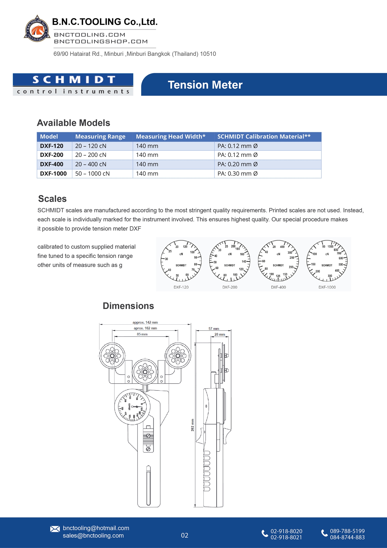 SCHMIDT,4 Tension ranges available from 20-120cN up to 50-1000cN,DXF