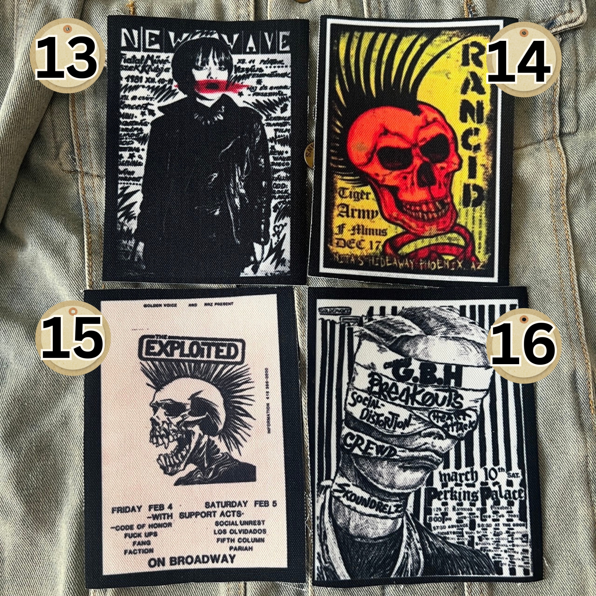 ตัวรีดติดเสื้อ วงดนตรี ร็อค วินเทจ พังค์ ผ้าแคนวาสพิมพ์ลาย ตกแต่งเสื้อผ้า Canvas Iron on Patch