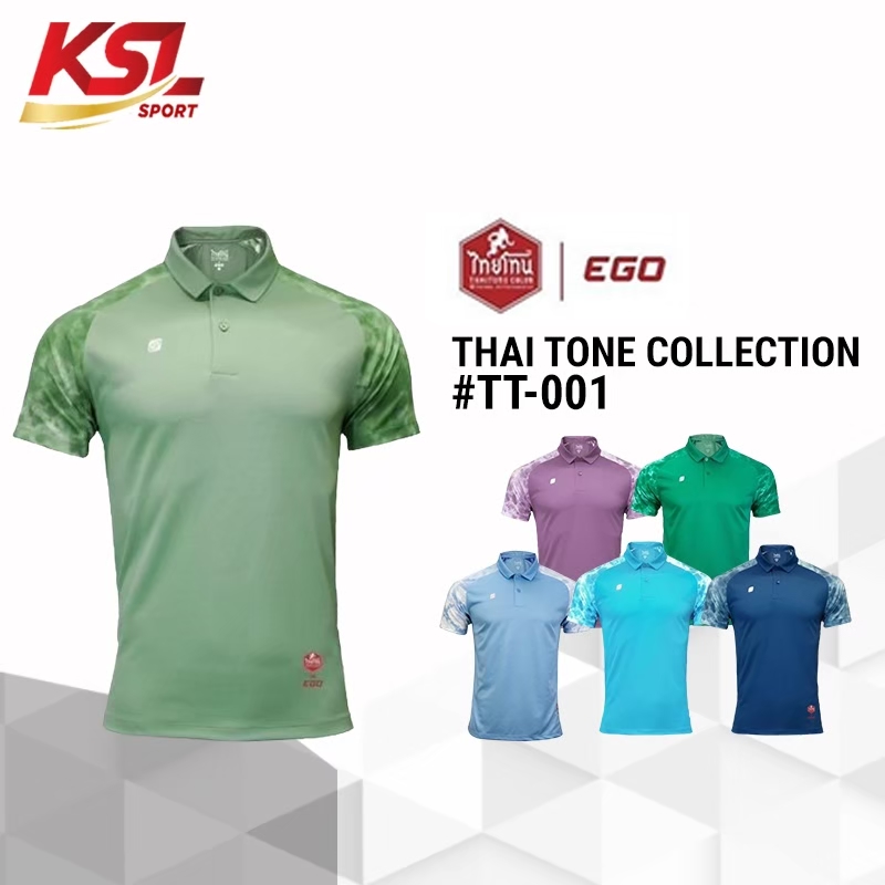 Ego Sport เสื้อโปโลอีโก้ สปอร์ต Tiedye รุ่น Thai Tone (ไทยโทน) เสื้อโปโลมัดย้อม แขนสั้น ไหล่สโลป (TT-001) - สีเขียวเข้ม/ฟ้าเข้ม/ฟ้า/คราม/เขียวอ่อน/ม่วง
