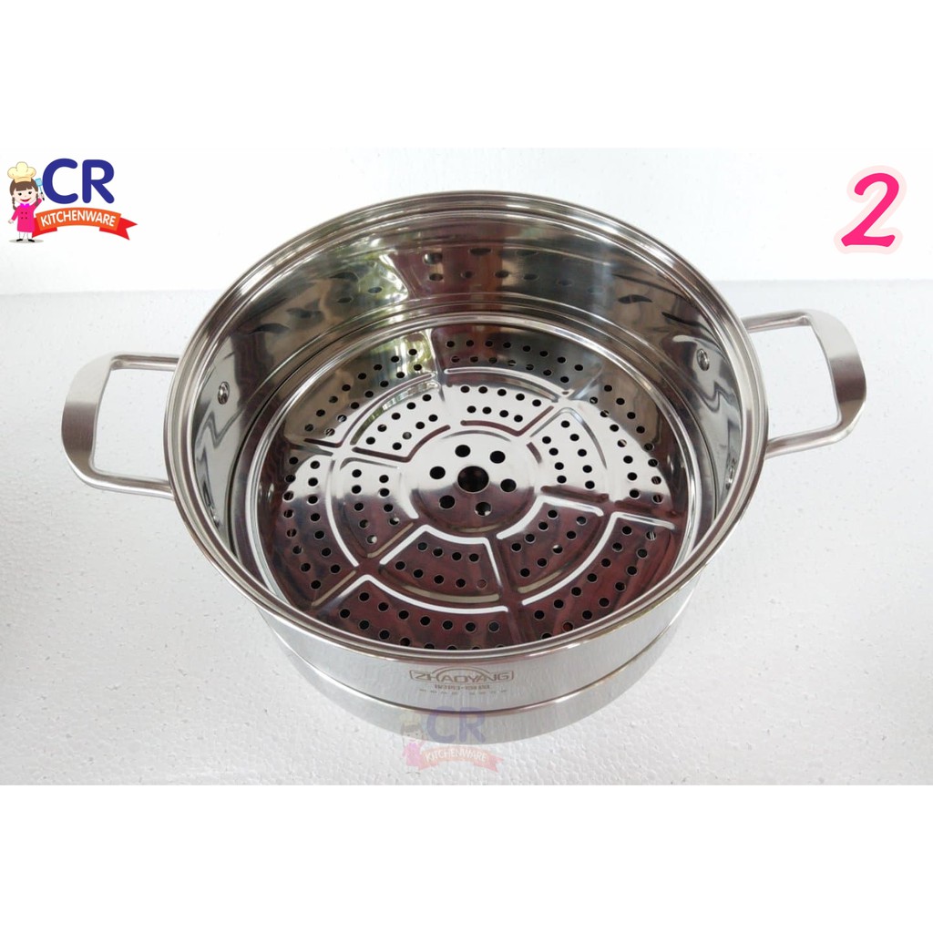 หม้อนึ่ง สแตนเลส อเนกประสงค์ 2 ชั้น ฝาแก้ว พร้อมตะแกรงในชุด