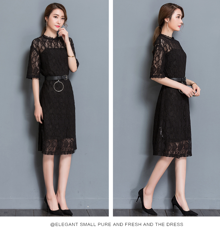 ชุดเดรสผ้าลูกไม้สีดำ ส่งฟรี ems