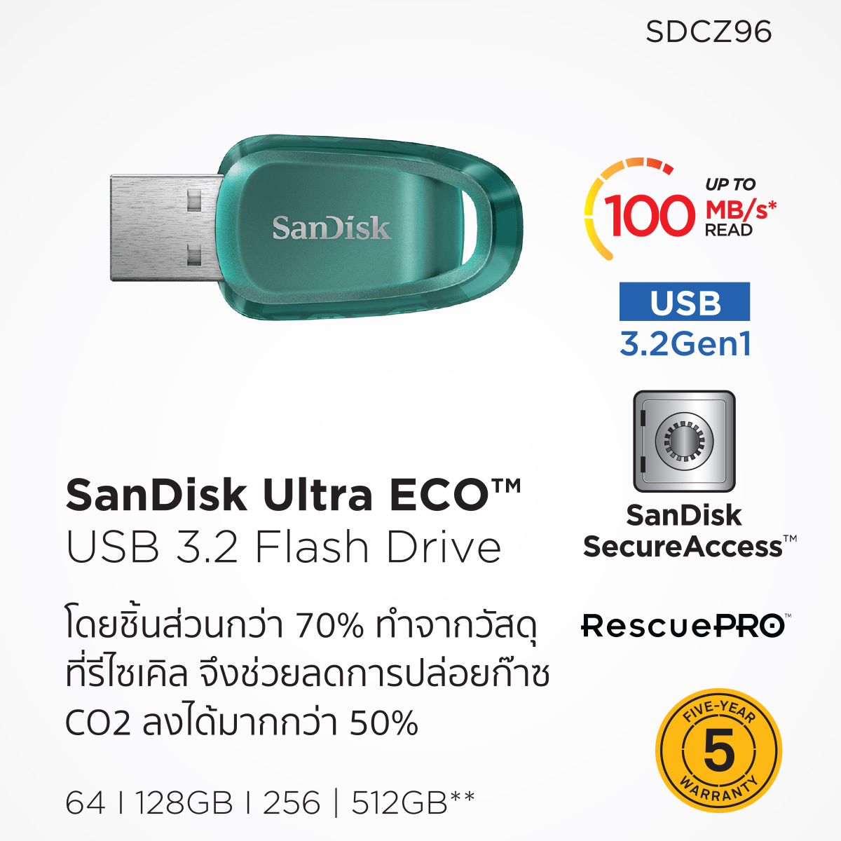 แก้ไข SanDisk แฟลชไดร์ฟ Flash Drive USB Cruzer Glide 3.0 (SDCZ96) ประกัน 5 ปี
