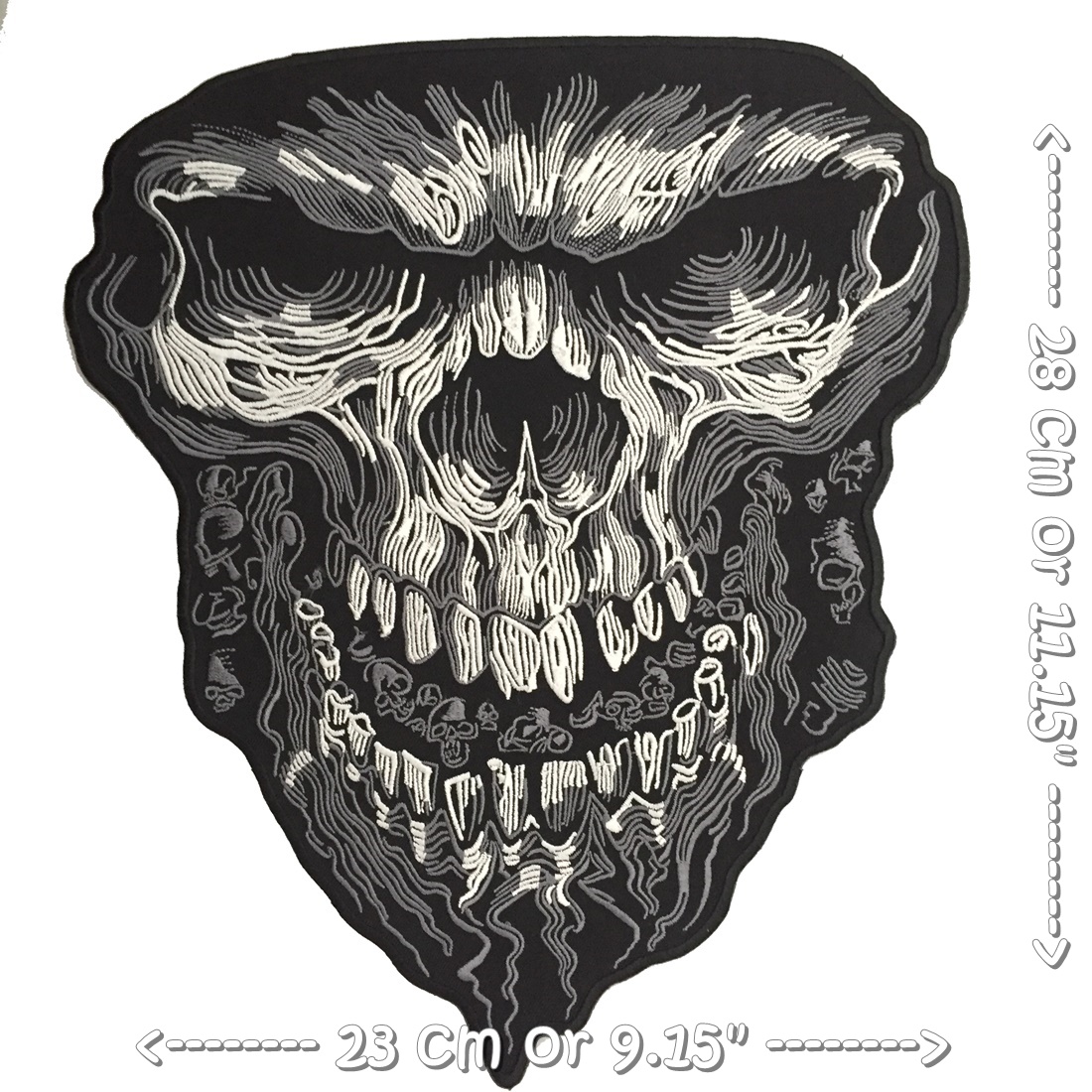 หน้าปีศาจ ไบค์เกอร์ ตัวรีดติดเสื้อ อาร์มรีด อาร์มปัก ตกแต่งเสื้อผ้า หมวก กระเป๋า แจ๊คเก็ตยีนส์ Embroidered Iron on Patch ขนาดใหญ่