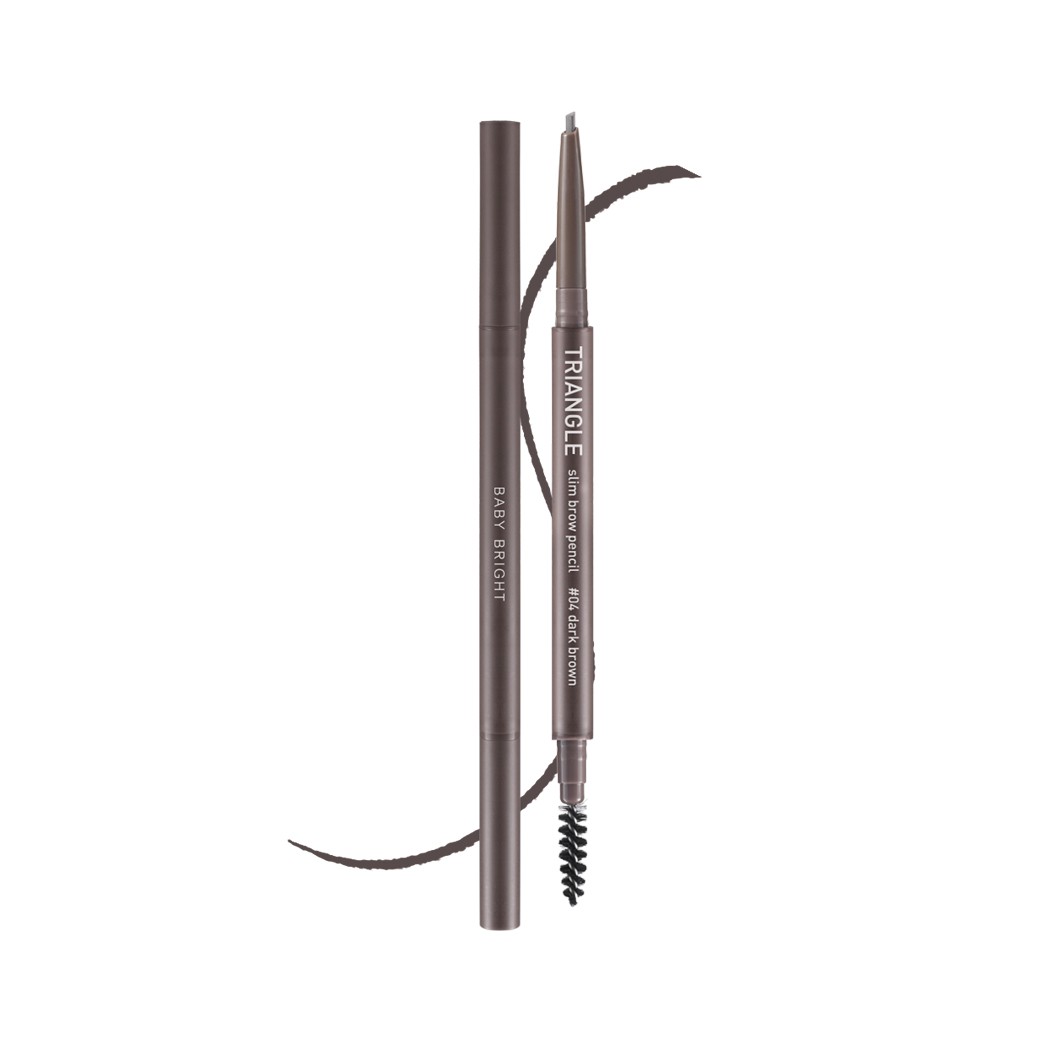 Baby bright triangle slim brow pencil 0.07G #04 Dark Brown เบบี้ไบร์ท ดินสอเขียนคิ้วหัวสามเหลี่ยม ไทรแองเกิลสลิมบราวเพนซิล 0.07G สี 04 Dark Brown