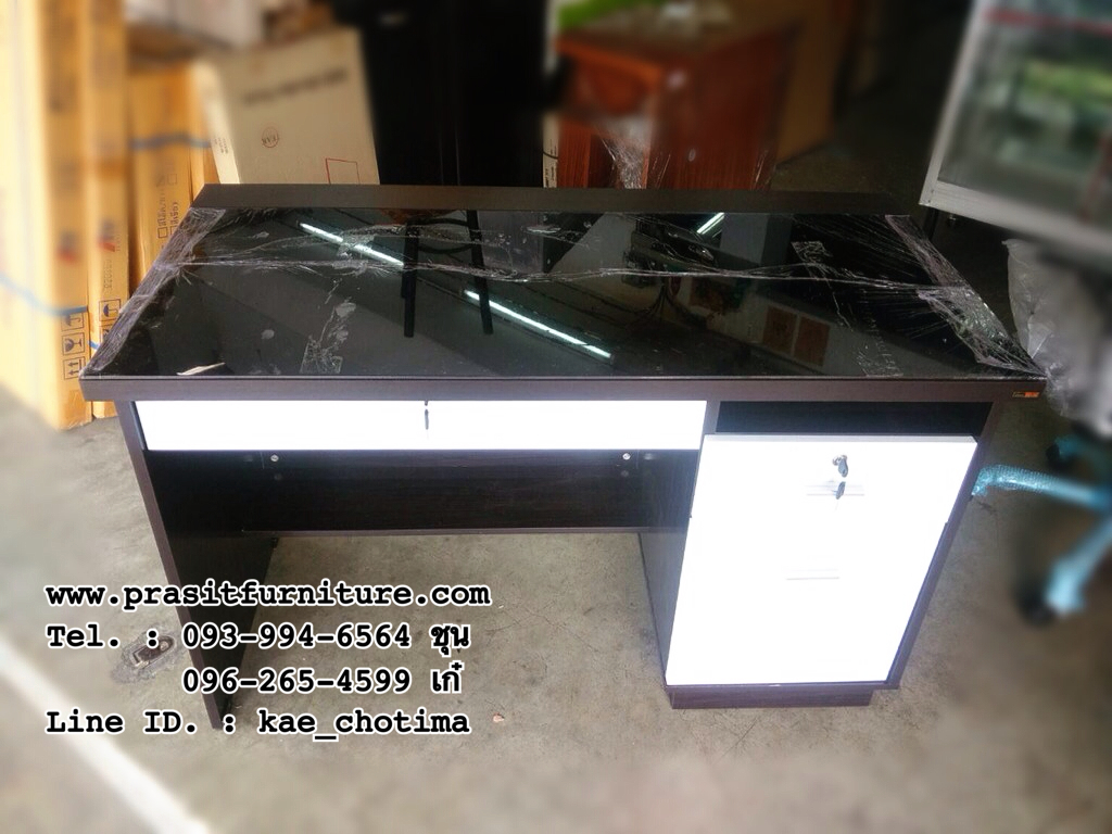 โต๊ะทำงานขนาด 120 ซม. หน้ากระจก รุ่น TB-122
