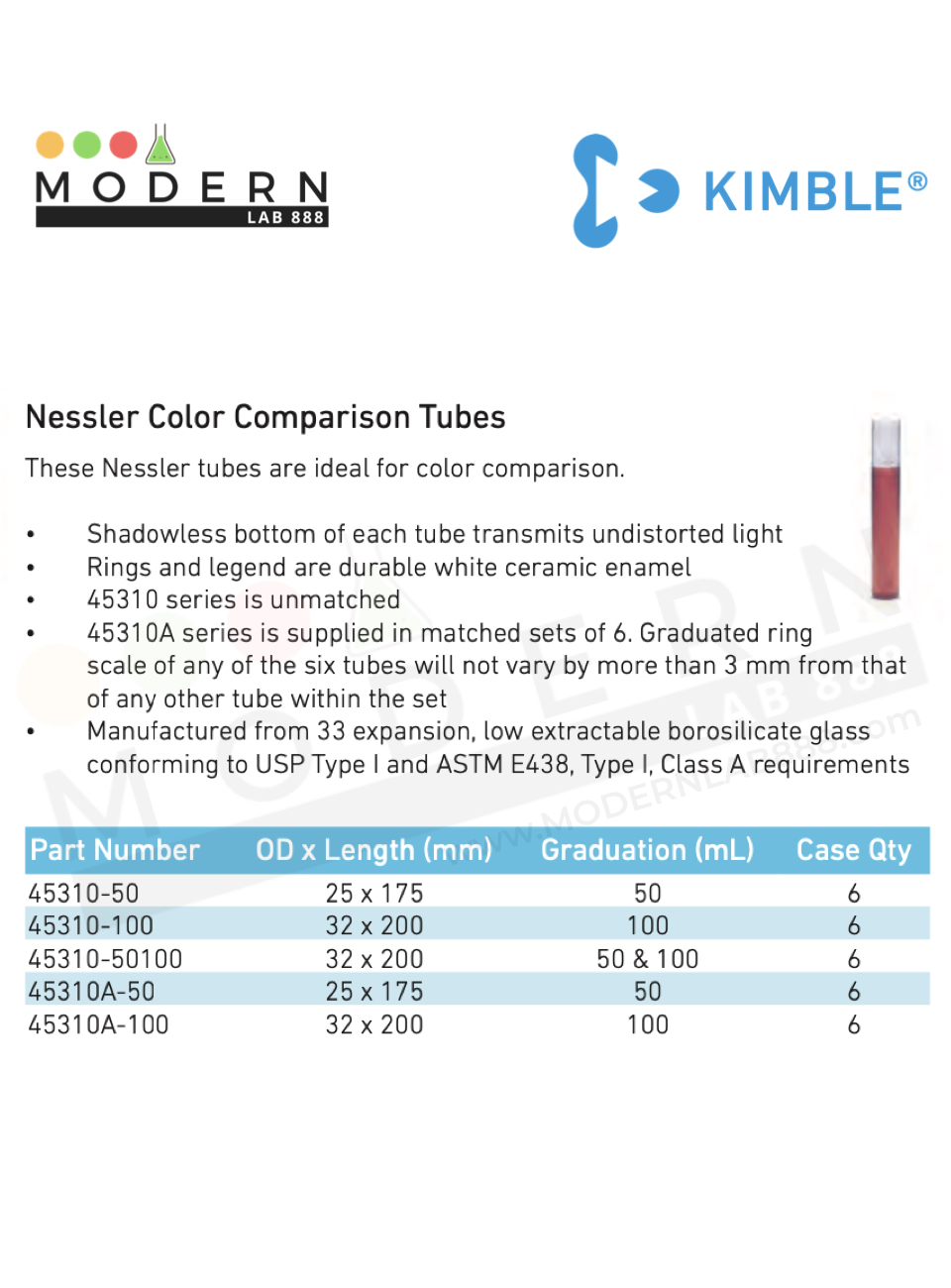 50mL หลอดเนสเลอร์ / Nessler Color Comparison Tubes