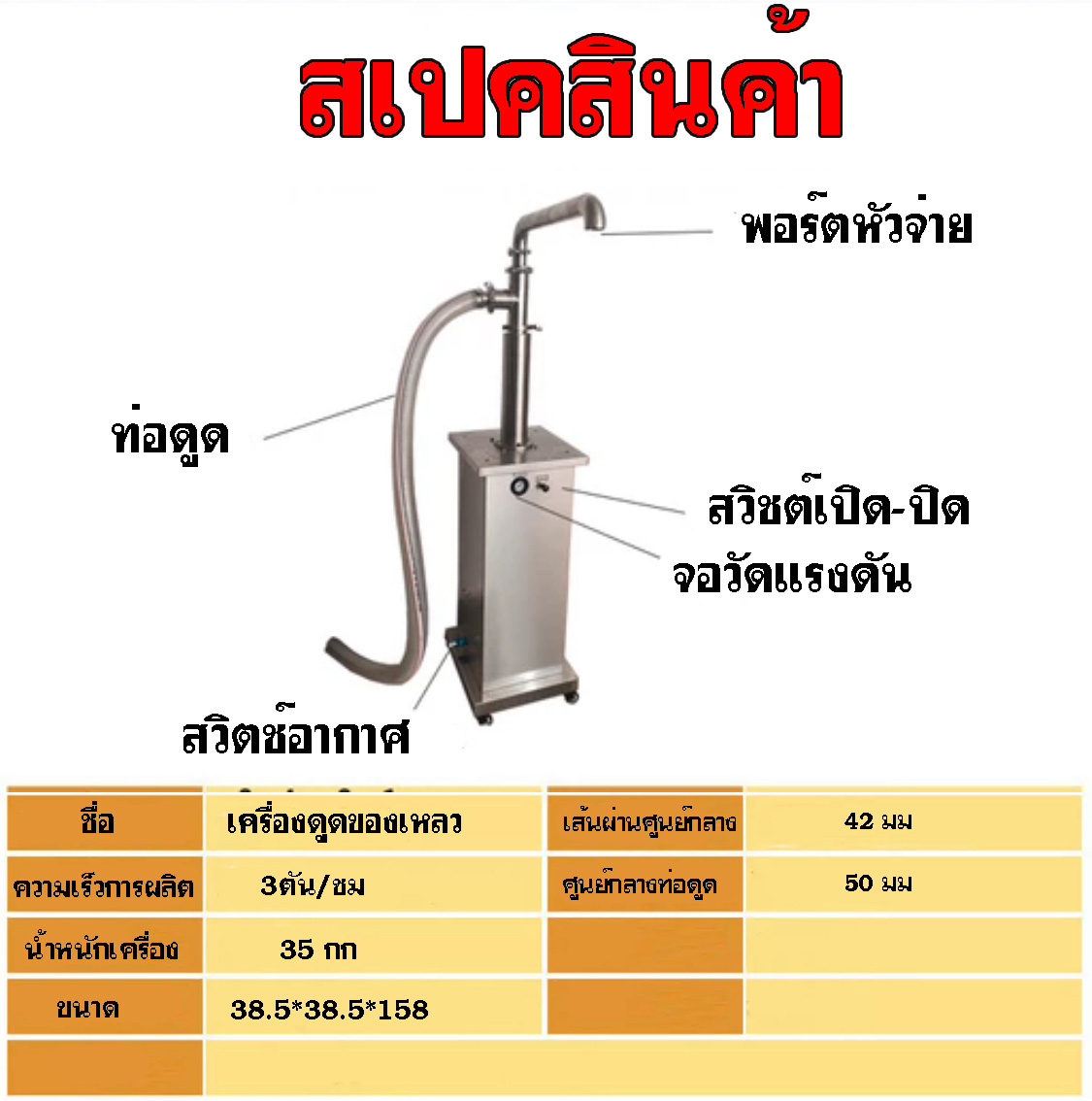 ปั๊มฟู้ดเกรด สำหรับดูดของเหลว ของหนืดผสมเนื้อ ปั๊มดูดซอส