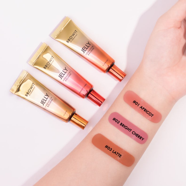 Browit By Nongchat Jelly Eyeshadow & Blusher 10G #02 BRIGHT CHERRY บราวอิท น้องฉัตร เจลลี่ อายแชโดว์แอนด์บลัชออน 10G สี 02 BRIGHT CHERRY