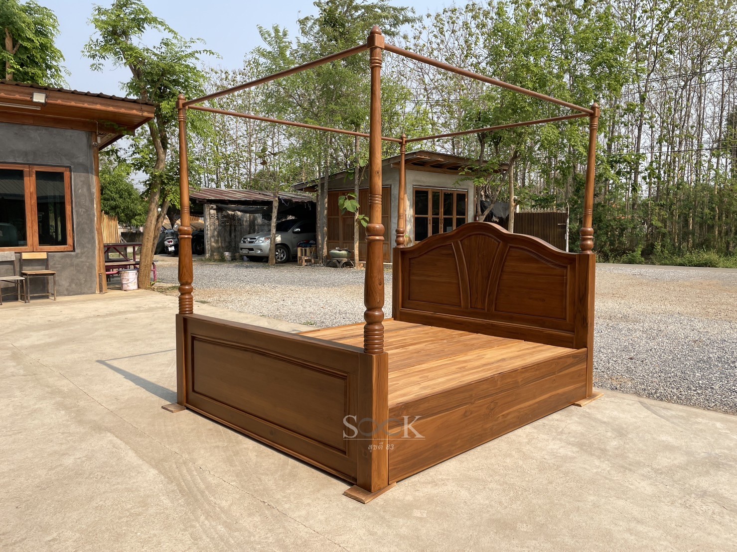 เตียงเสามุ้งใบบัวมีลิ้นชัก