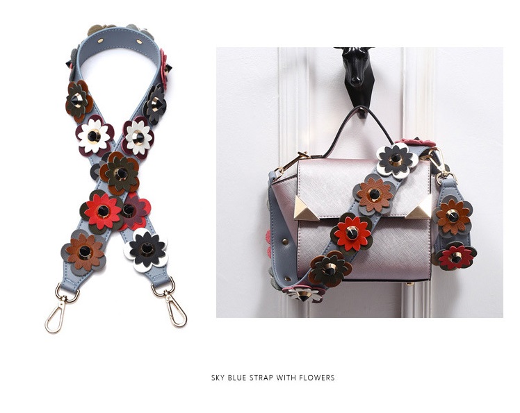 สายกระเป๋า หนัง รุ่น sky blue with flowers