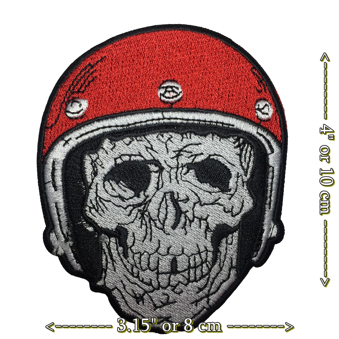 กะโหลก นักแข่ง สายโหด ตัวรีดติดเสื้อ อาร์มรีด อาร์มปัก ตกแต่งเสื้อผ้า หมวก กระเป๋า แจ๊คเก็ตยีนส์ Dark Embroidered Iron on Patch