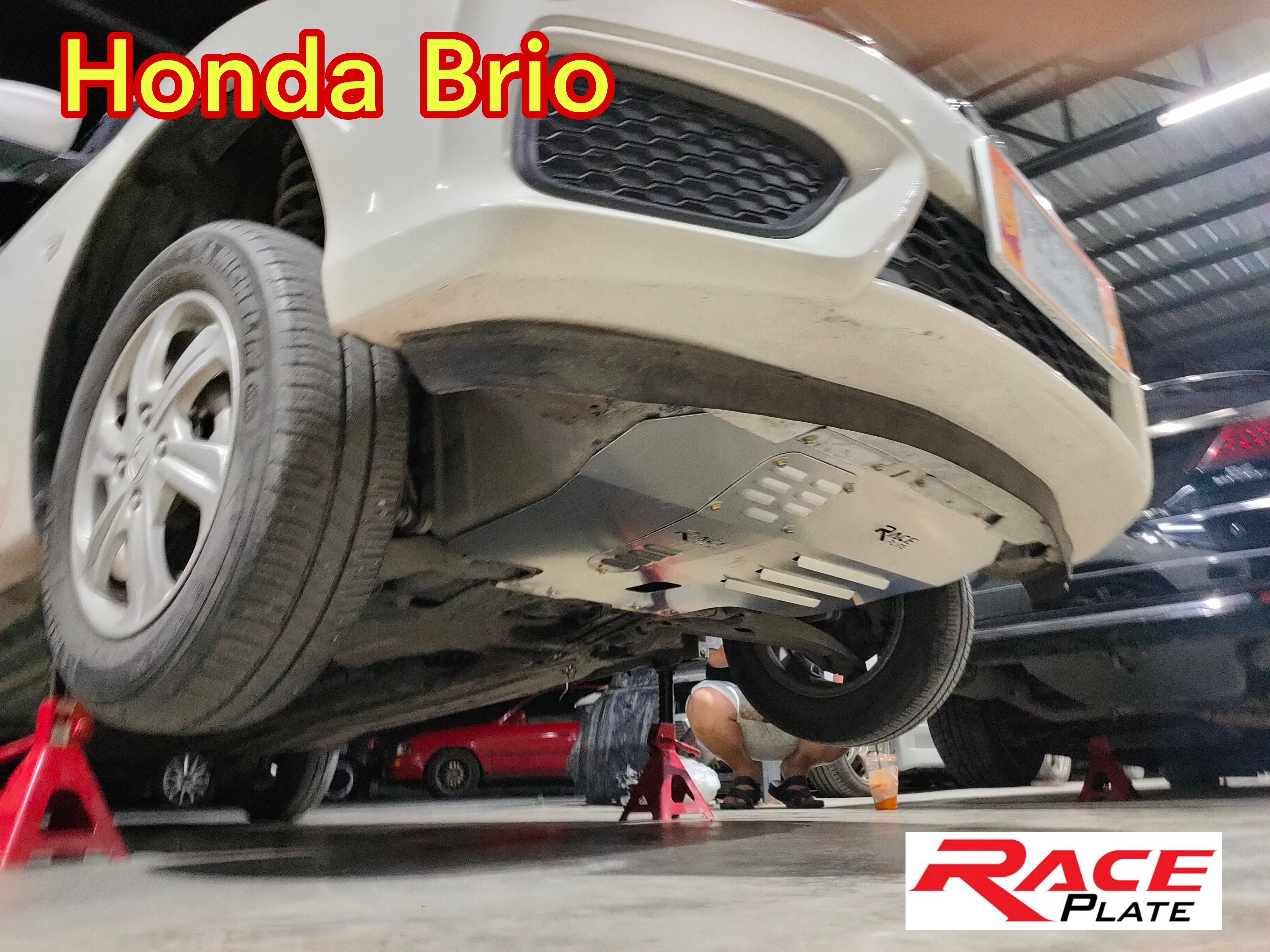 แผ่นปิดใต้ห้องเครื่องอลูมิเนียม Honda Brio Mobilio Raceplate_Undertray