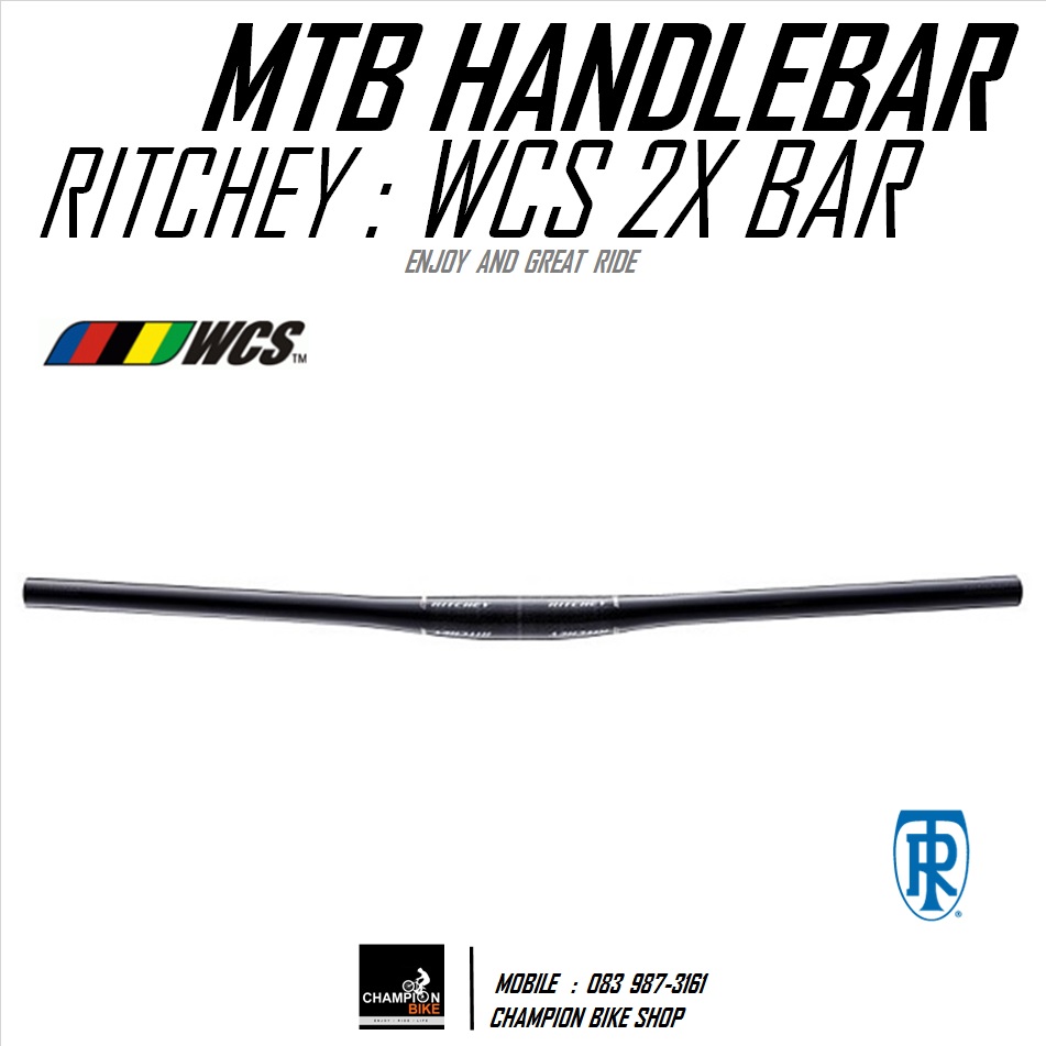 แฮนด์ตรงเสือภูเขา RITCHEY : WCS 2X BAR FLAT HANDLEBAR สีดำ 31.8 / กว้าง 720mm. / +/-5mm