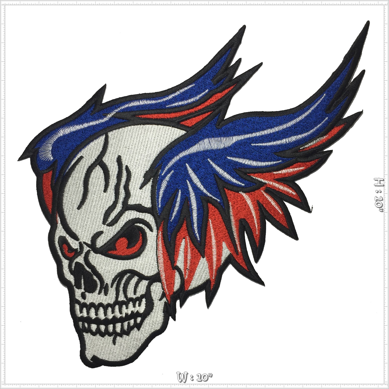กะโหลกบิน ตัวรีดติดเสื้อ อาร์มรีด อาร์มปัก ตกแต่งเสื้อผ้า หมวก กระเป๋า แจ๊คเก็ตยีนส์ Embroidered Iron on Patch ขนาดใหญ่