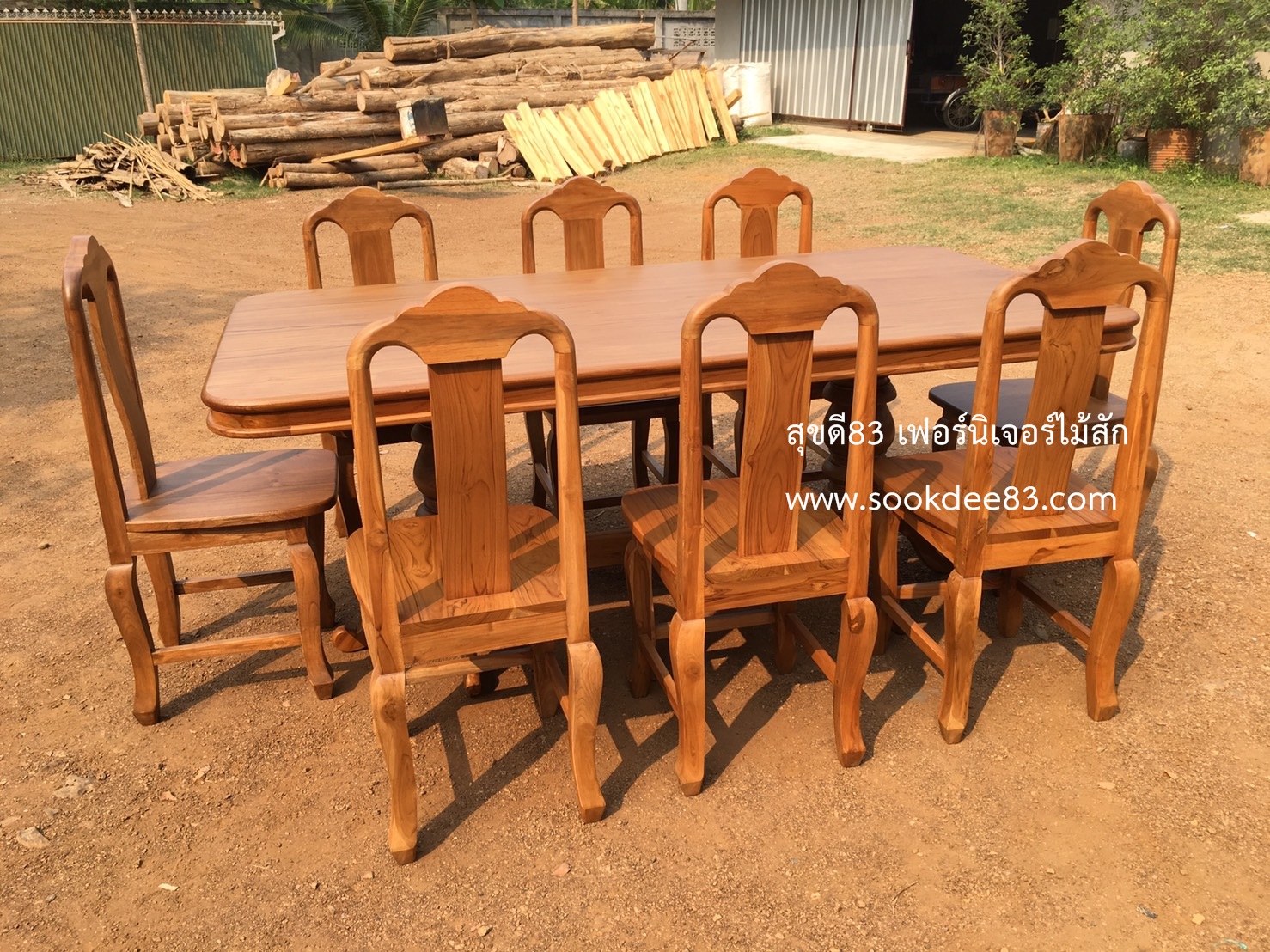 ชุดโต๊ะกินข้าวลบมุม 2 ม. เก้าอี้ซี่คู่ 8 ตัว