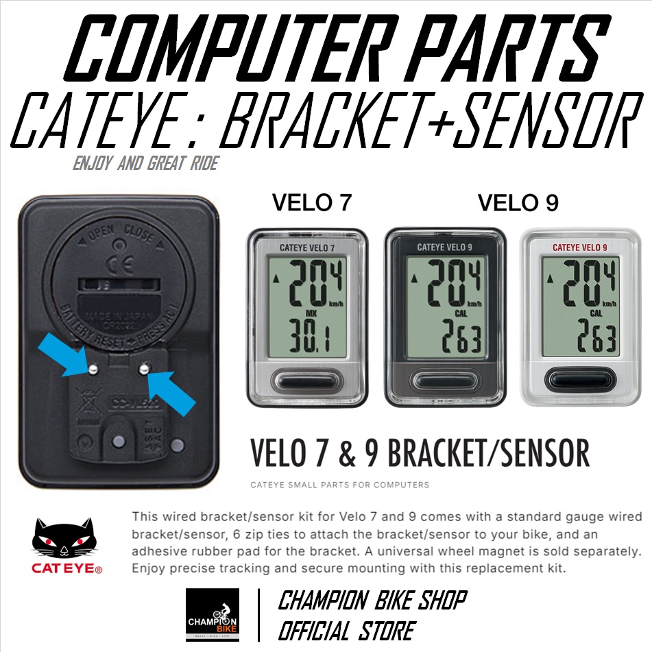 อะไหล่สายเซ็นเซอร์วัดความเร็วพร้อมฐานยึดไมล์ สำหรับไมล์จักรยาน CATEYE : BRACKET+SERSOR FOR CATEYE BIKE COMPUTER VELO7 VELO9