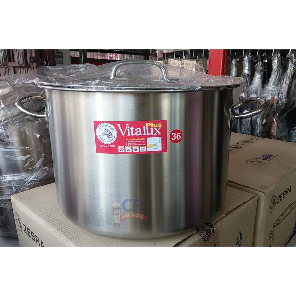 Zebra หม้อสตูว์ VITALUX ก้นหม้อหนา 3 ชัน ตราหัวม้าลาย Zebra