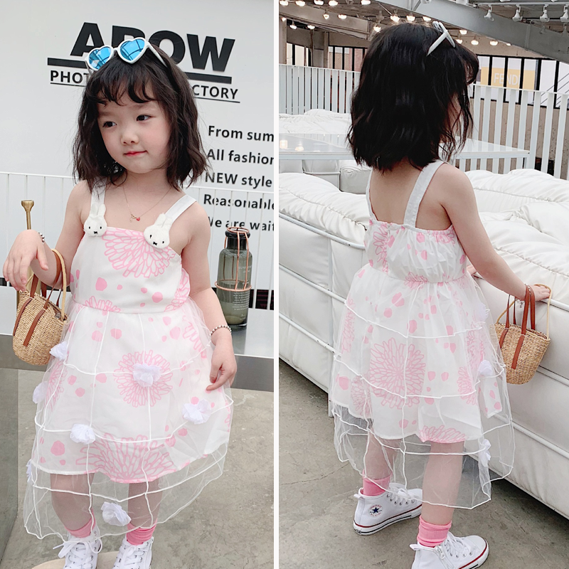 GD05/🧸พร้อมส่ง🧸ชุดเด็กผู้หญิง ชุดเดรสกระต่ายน้อยTD สีชมพู+ขาวแสนหวาน