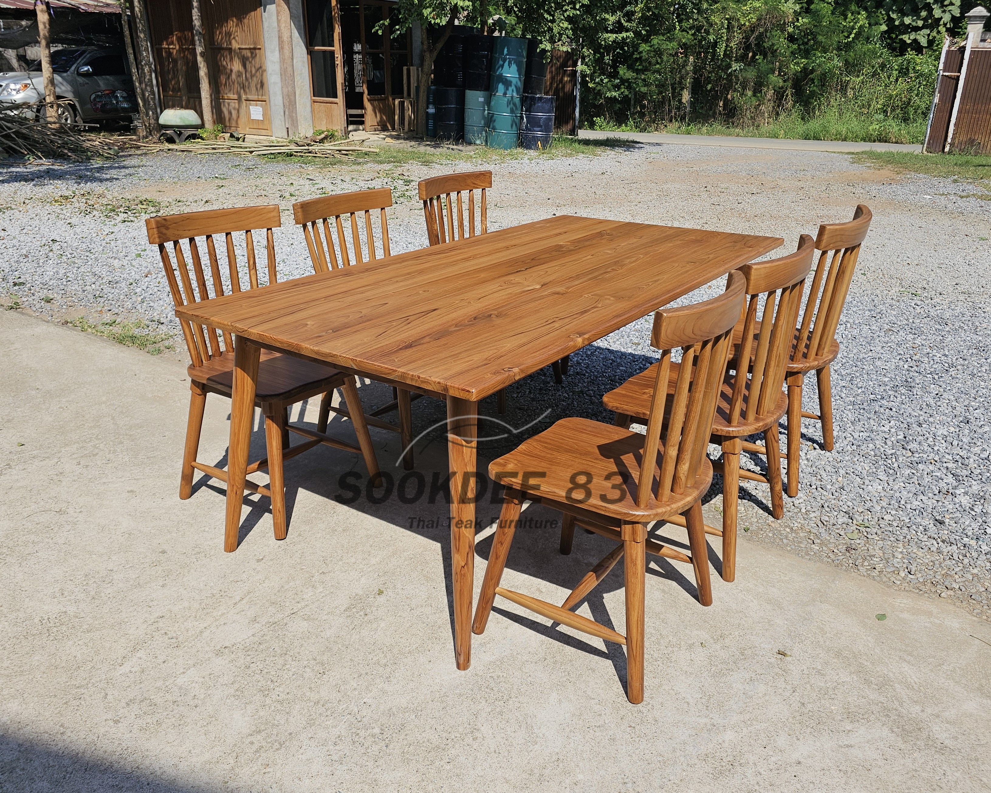 ชุดโต๊ะกินข้าวขาเฉียงมินิมอล 2 ม. เก้าอี้อลิส