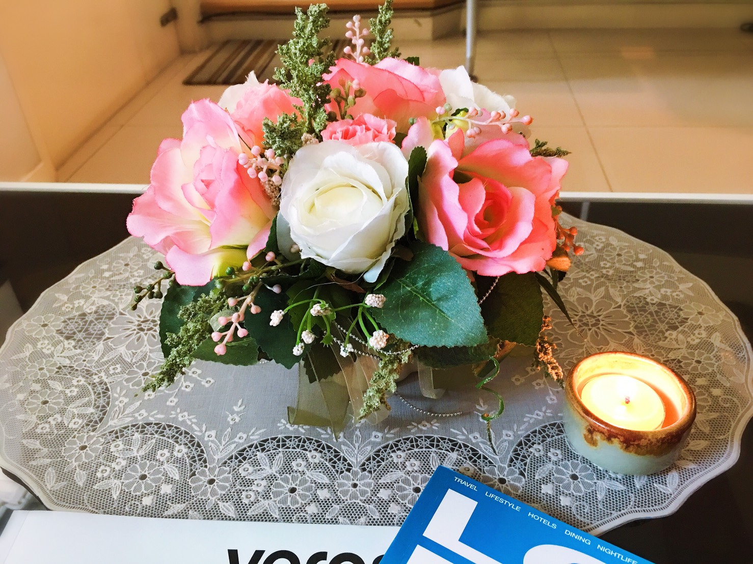 เชิงเทียน ที่วางเทียนทีไลท์ ศิลาดล (เซลาดล) สีเขียวหยกขอบทอง