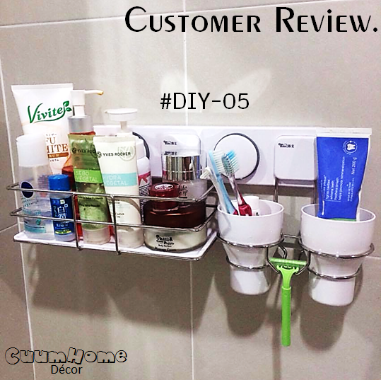 DIY-05 -3 in 1- ชั้นวางอุปกรณ์และที่วางแก้ว x2 ไม่ต้องเจาะผนัง