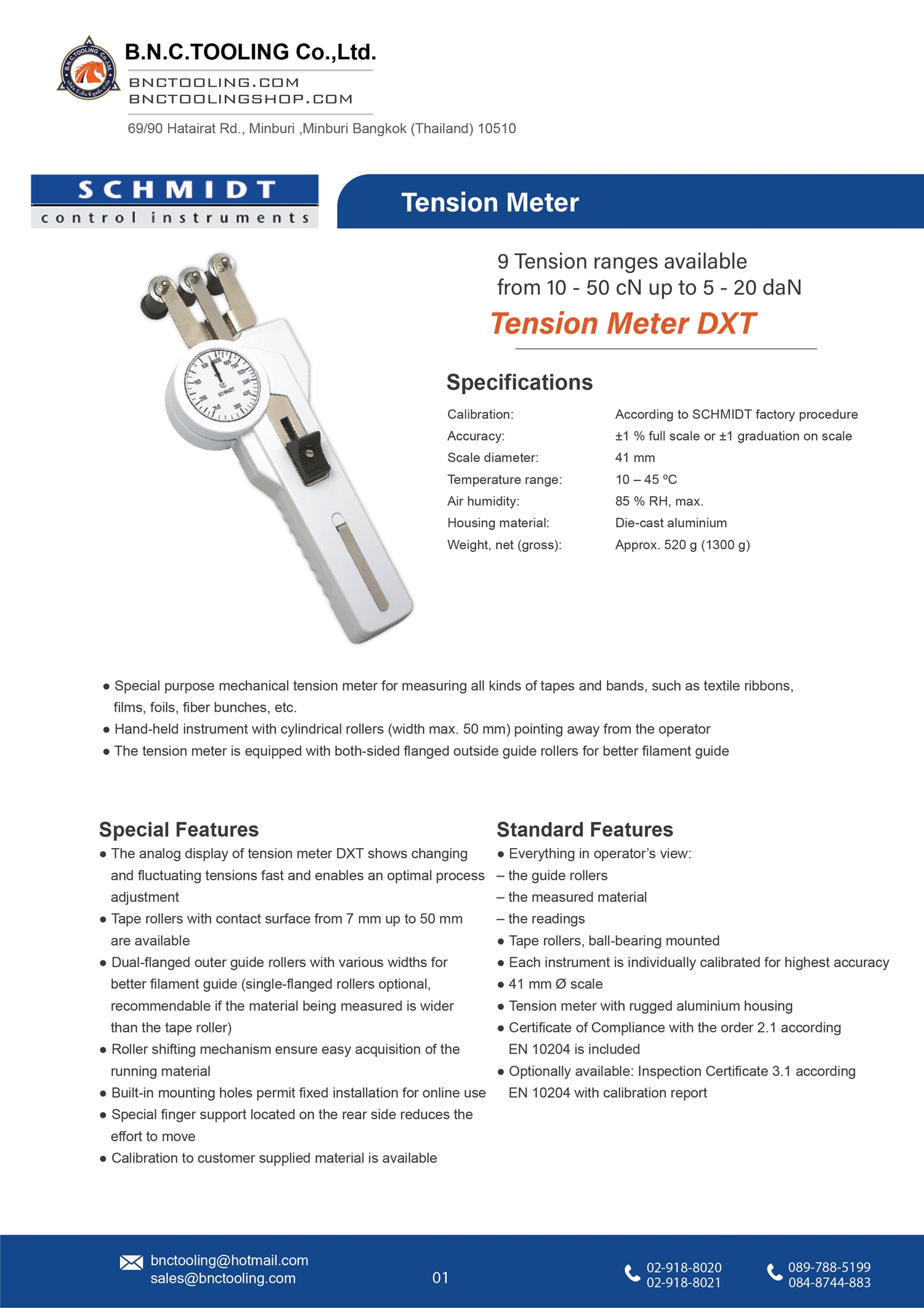 SCHMIDT,9 Tension ranges available from 10 - 50 cN up to 5 - 20 daN, DXT