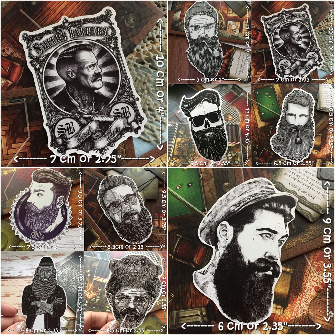 ผู้ชาย วินเทจ สติกเกอร์ เคลือบกันน้ำ ติดกระเป๋าเดินทาง มอเตอร์ไซด์ Laptop เคสโทรศัพท์ กระบอกน้ำ Waterproof Decal Sticker