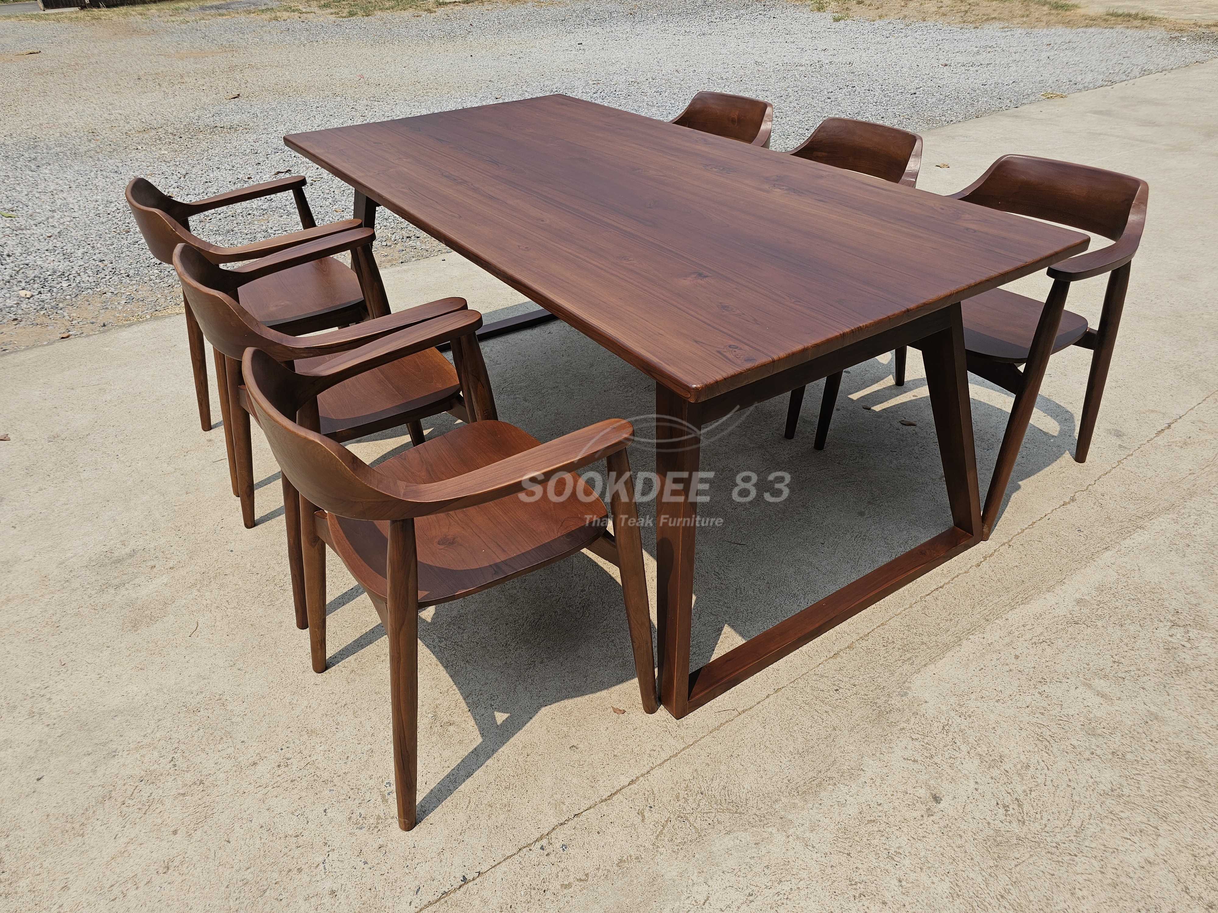 ชุดโต๊ะกินข้าวขายูเฉียง เก้าอี้ฮิโรชิมา 6 ตัว (สีสัก)