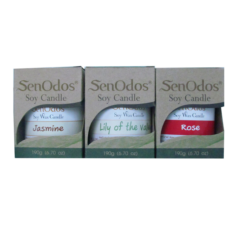 SenOdos เทียนหอมอโรม่า เทียนหอมสปา กลิ่นหอมดอกไม้โรแมนติค Romantic Floral Set - Soy Candles 190g x2กลิ่น (มะลิ,กุหลาบ)