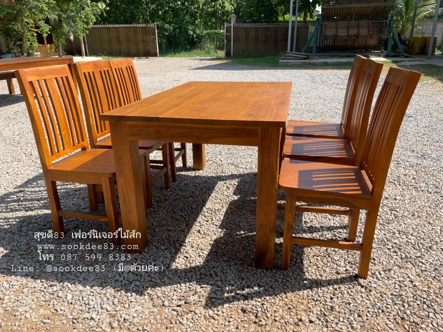 ชุดกินข้าวโต๊ะขาตรงปกยื่น เก้าอี้เจ้าหญิง 6 ตัว