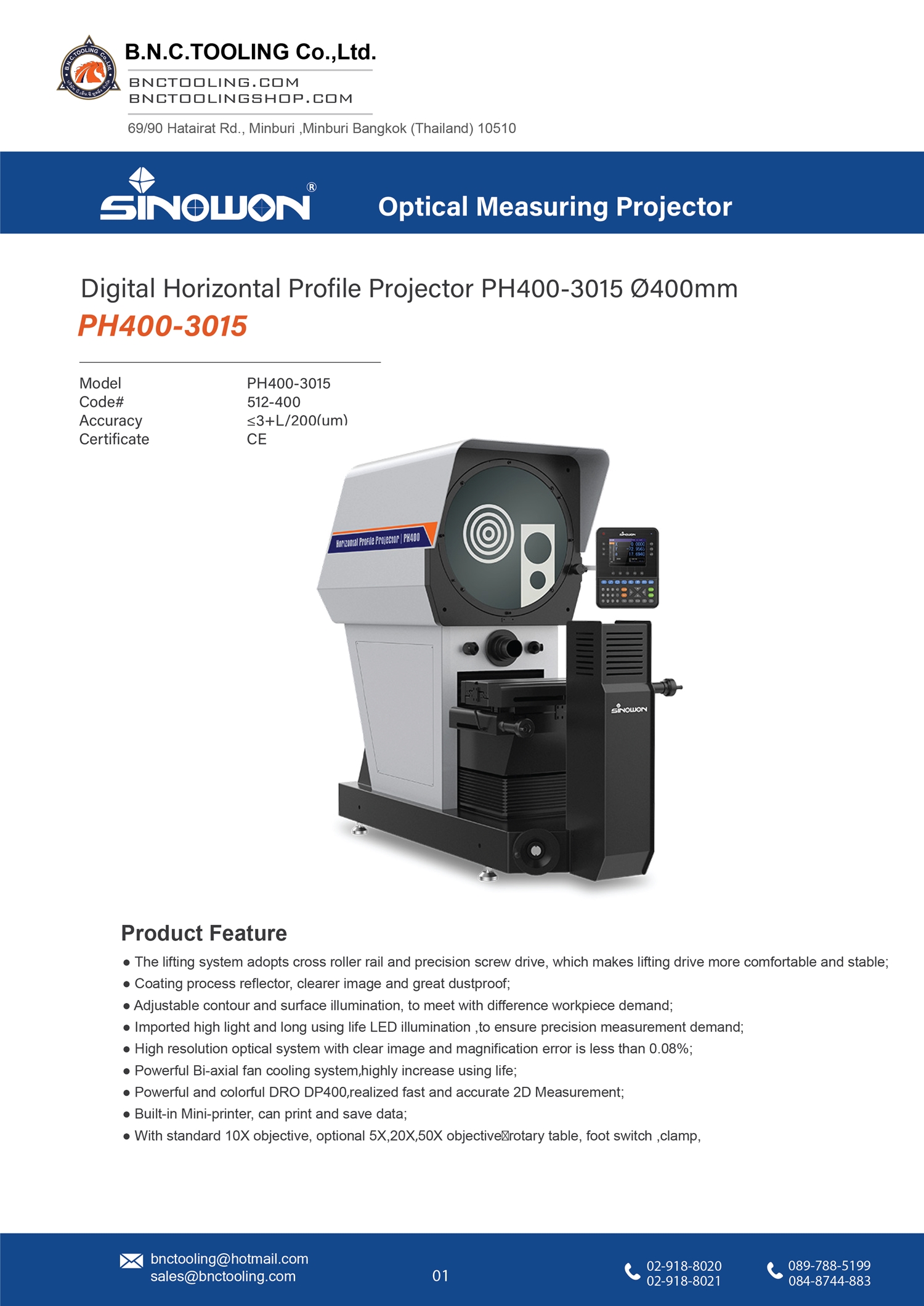 sinowon,Digital Horizontal Profile Projector Ø400mm,PH400-3015