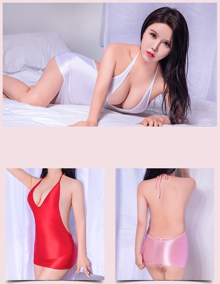 L941 ชุดเดรสกระโปรงสั้นเซ็กซี่ เดรสสั้นพิเศษเป็นผ้ายืดเนื้อมันวาวแบบเนื้อออย(ผ้าไม่โปร่งแสง) ตัวชุดสวมใส่แบบใช้สายผูกคล้องคอตามรูปถ่ายสินค้าจริงเลยค่ะ