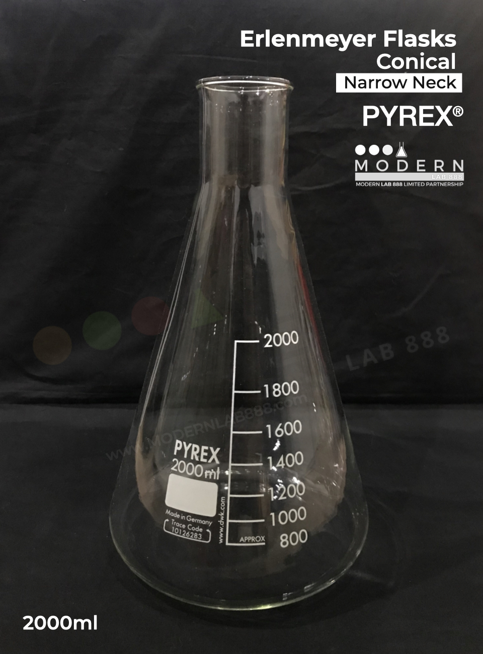 ขวดรูปชมพู่ / Erlenmeyer Flasks, Conical, Narrow Neck, PYREX