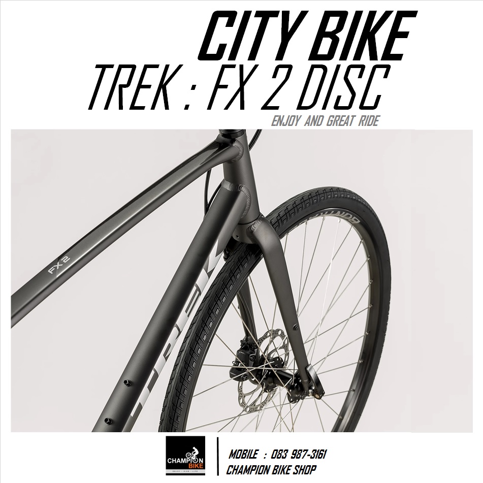 จักรยานซิตี้ไบค์ TREK : FX 2 DISC CITY BIKE - 2021 สีดำด้าน-เงิน