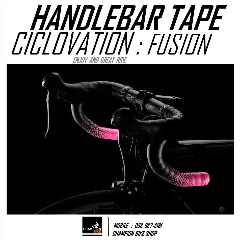 ผ้าพันแฮนด์เสือหมอบ CICLOVATION : FUSION SERIES HANDLEBAR TAPE สีดำด้าน-ชมพู